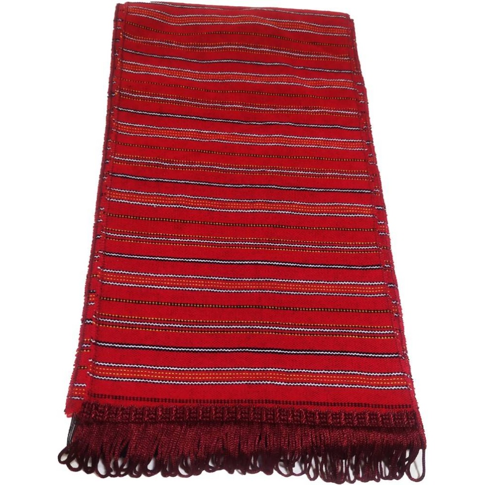 Woven Striped Red Sash with Fringes – Traditional Costume Accessory