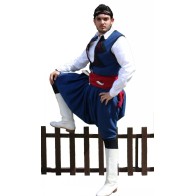 Greek Traditional Costume Cretan Blue for Men S-XXL with Belt – MARK678
