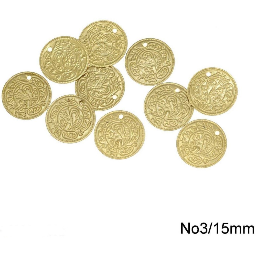 100 Τεμάχια Φλουρί Μπρούτζινο Άβαφο No3/15mm για Παραδοσιακές Στολές - MARK788