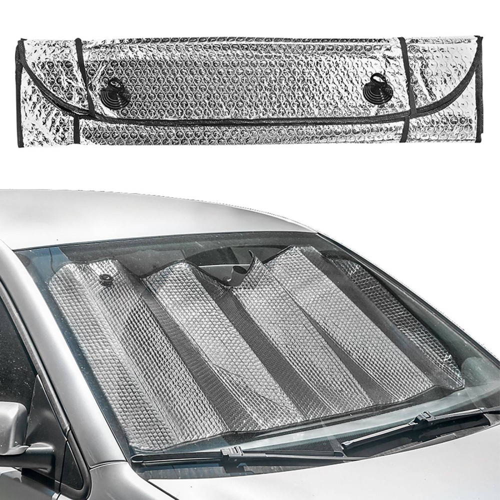 Car Windshield Sunshade ALUMINIUM 60x130cm with Suction Cups by SUMMERtiempo