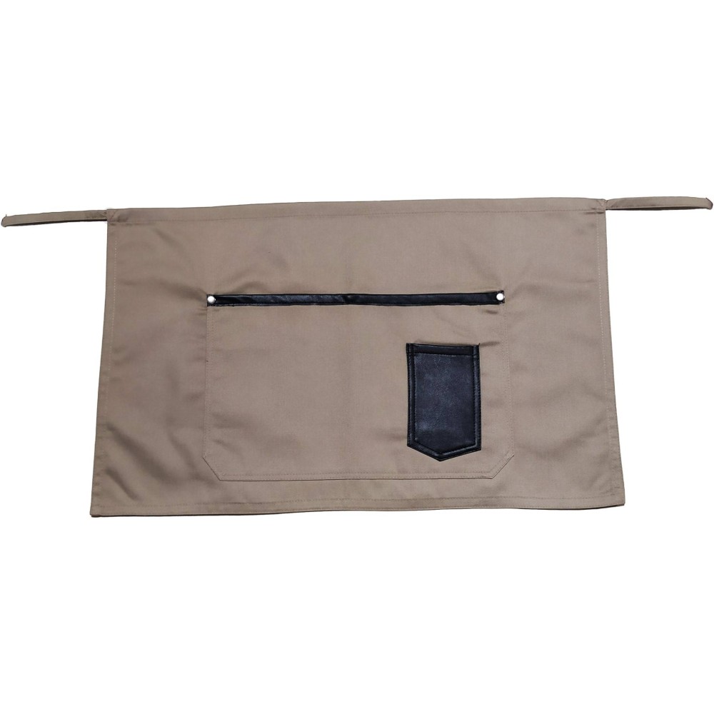 Brown Waist Apron with Leather Details - Durable Twill 240gr, 35x60cm (MARK737)