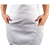 Roster 00965 Short Waitress Apron with Chest, 3 Pockets, Adjustable Waist, Polyester-Cotton, Black/White