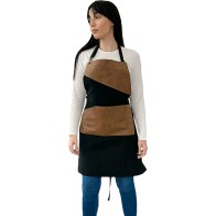 Long apron with pockets and PU leather details 88x74,5cm Deli - 00409 240gsm canvas
