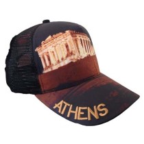 Mesh Souvenir Hat Athens jockey 100% Polyester 5 PANEL CAP Hat Greek