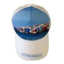 Mesh Souvenir Hat Mykonos jockey 100% Polyester 5 PANEL CAP Hat Greek