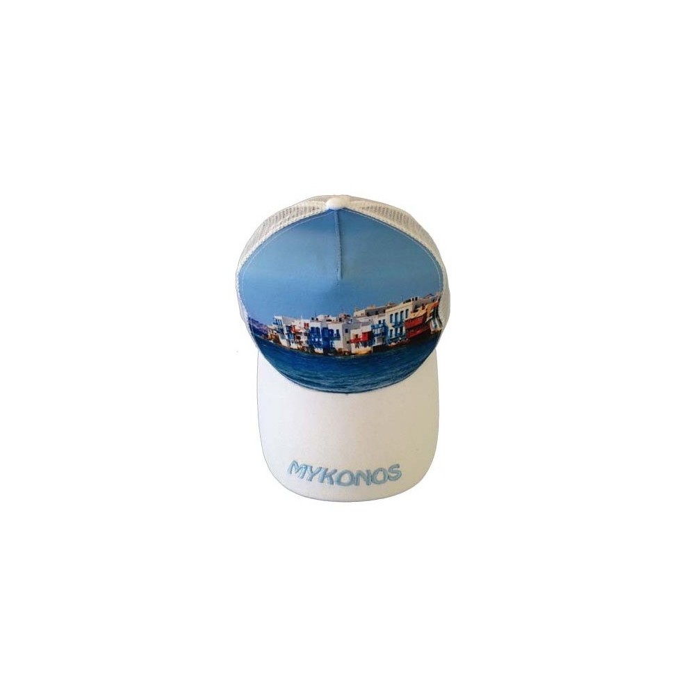 Mesh Souvenir Hat Mykonos jockey 100% Polyester 5 PANEL CAP Hat Greek