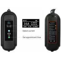 Adjustable Electric Car Charger Type 2 (3.5kW, 6-16A) with EU Schuko Plug and Delay Timer 5 Meters