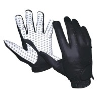 Black / White Equestrian Riding Gloves – Synthetic Leather Amara with Grip