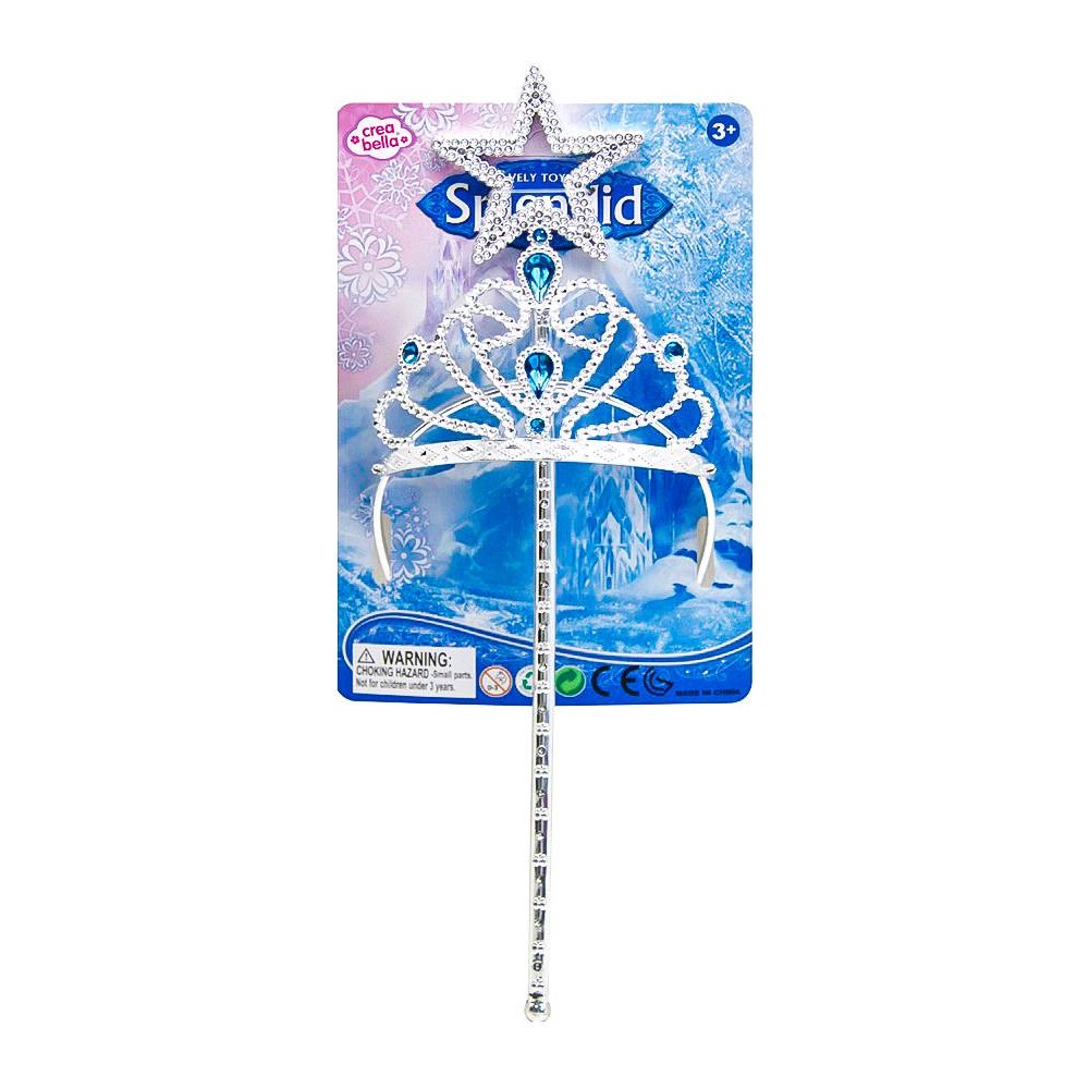 Princess Tiara & Wand 34cm Silver/Turquoise - Halloween Accessory