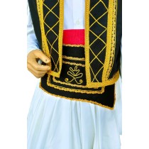 Handmade Traditional Men's Vest (Selachi) with Pockets and Long Straps - Felt with Stiff Fortetza (40x28) MARK089
