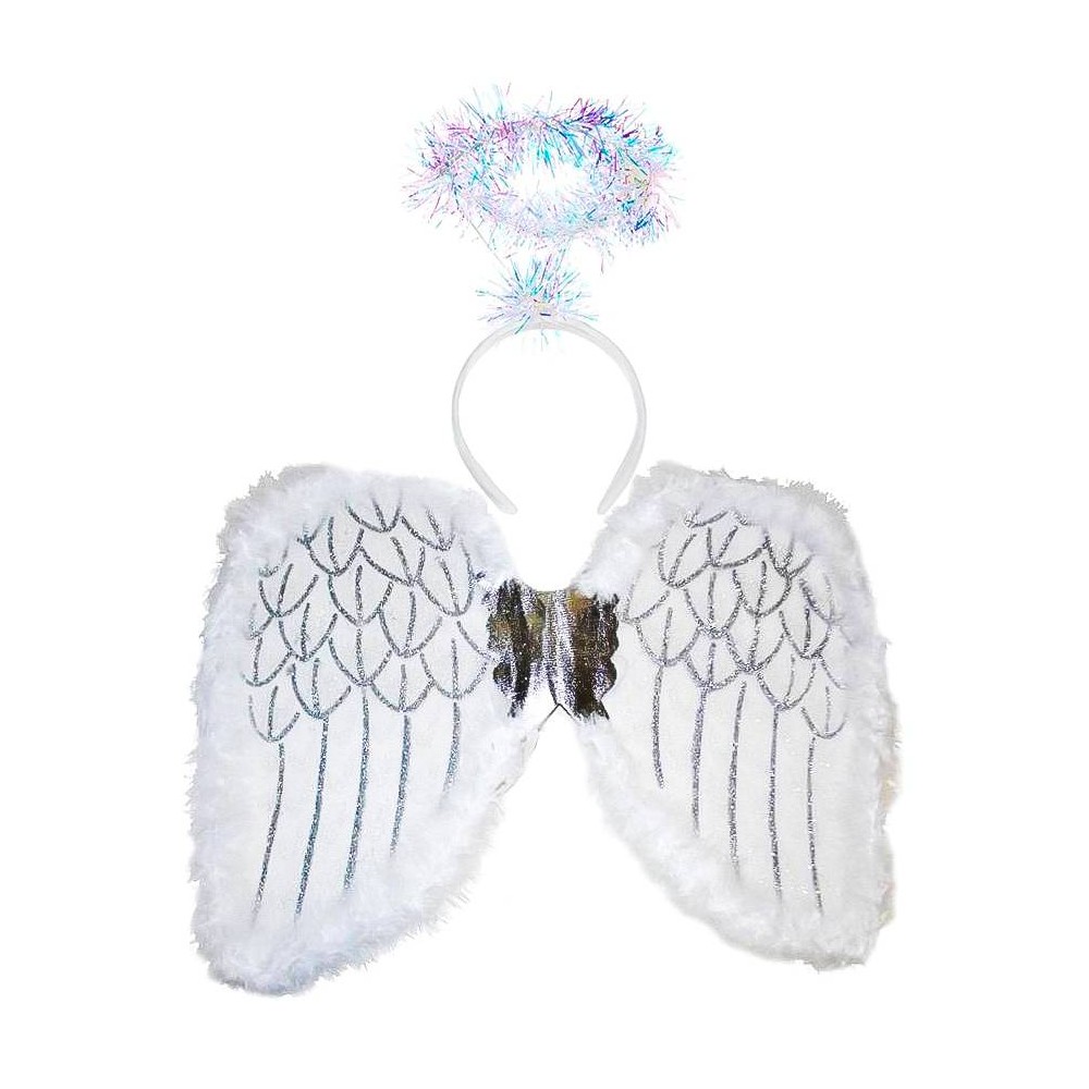 Set Christmas angel wings and halo