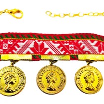 Traditional Forehead Ribbon with Gold-Plated Coins or silver Cultural Costume Accessory