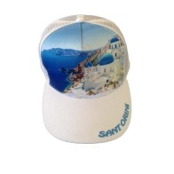 Mesh Souvenir Hat Santorini jockey 100% Polyester 5 PANEL CAP Hat Greek