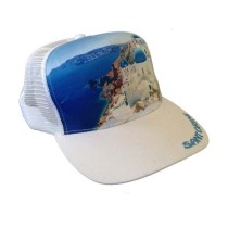 Mesh Souvenir Hat Santorini jockey 100% Polyester 5 PANEL CAP Hat Greek