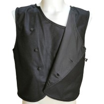 Traditional Adults black cross-buttoned vest lined MARK040