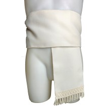 Ivory Woven Epirus Belt with Tassels - Wool/Polyester Traditional Costume Accessory