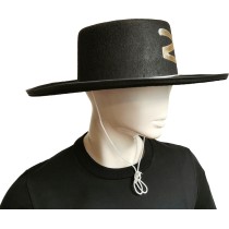 Zorro Costume Black Hat with Z Emblem and Chin Cord – 38×36×10 cm MARK149