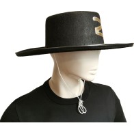 Zorro Costume Black Hat with Z Emblem and Chin Cord – 38×36×10 cm MARK149