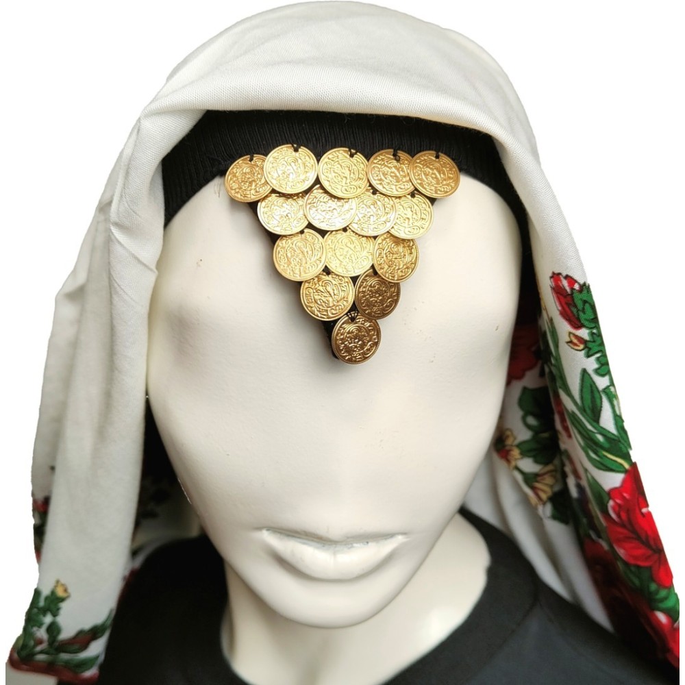 Traditional Forehead Ribbon “Bapka” with 15 Coins – Handmade MARK151