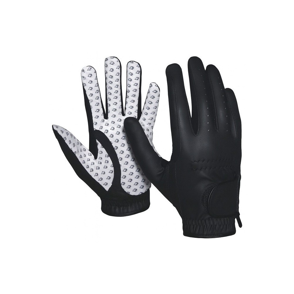Black / White Equestrian Riding Gloves – Synthetic Leather Amara with Grip