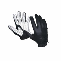 Black / White Equestrian Riding Gloves – Synthetic Leather Amara with Grip