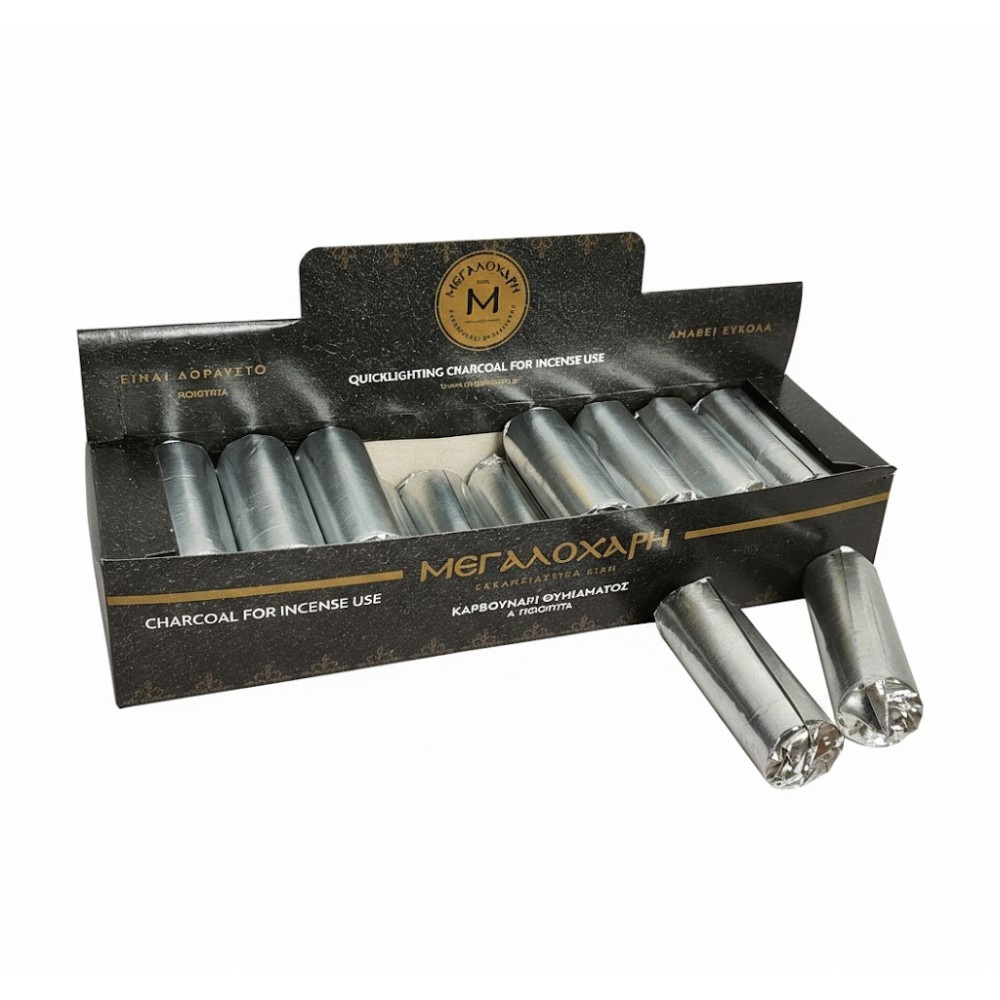 1 Box Medium Incense Charcoal Megalohari – (19 Rolls x 6pcs)