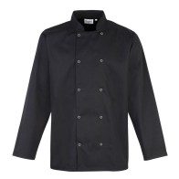 PR665 Long Sleeve Chef's Jacket With Studs 65% Polyester - 35% Cotton Twill, 195gsm