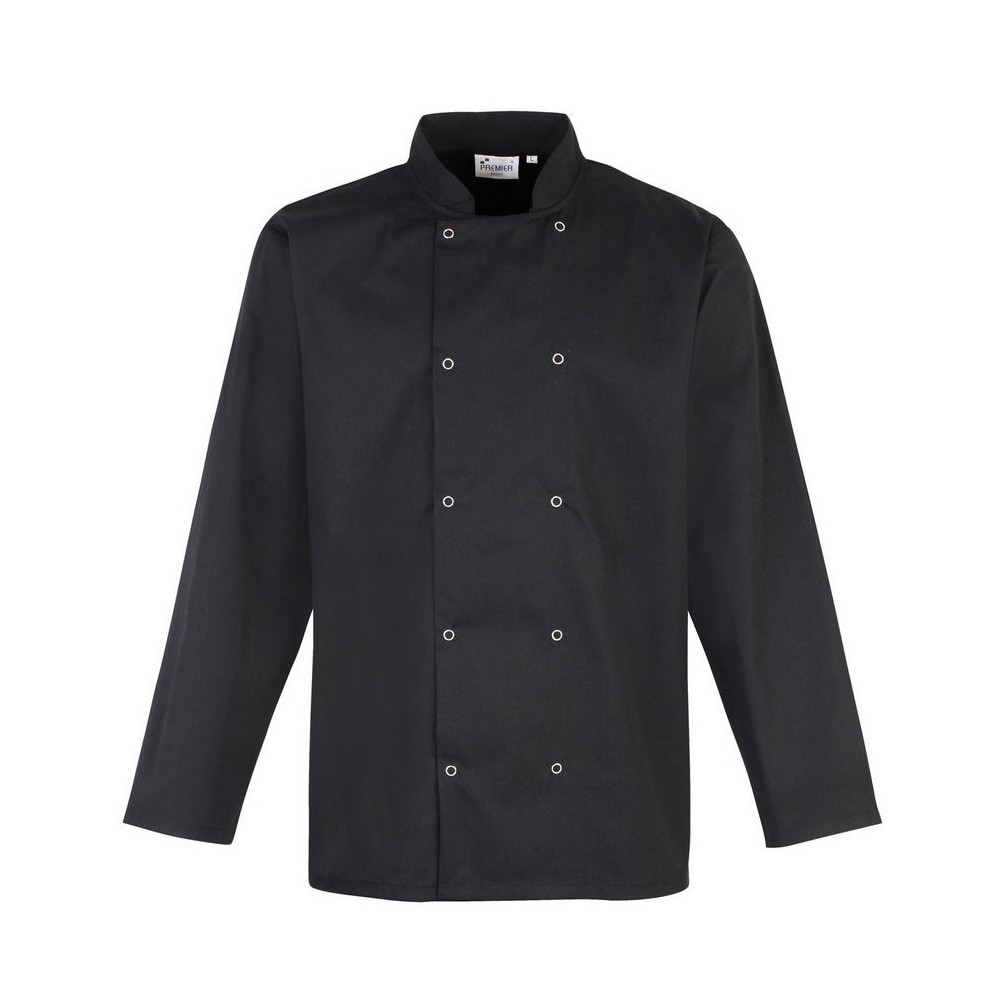 PR665 Long Sleeve Chef's Jacket With Studs 65% Polyester - 35% Cotton Twill, 195gsm