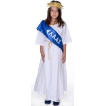 Greece Costume for Kids 4-14 Years MARK566 | Dress with Crown & "Hellas" Ribbon
