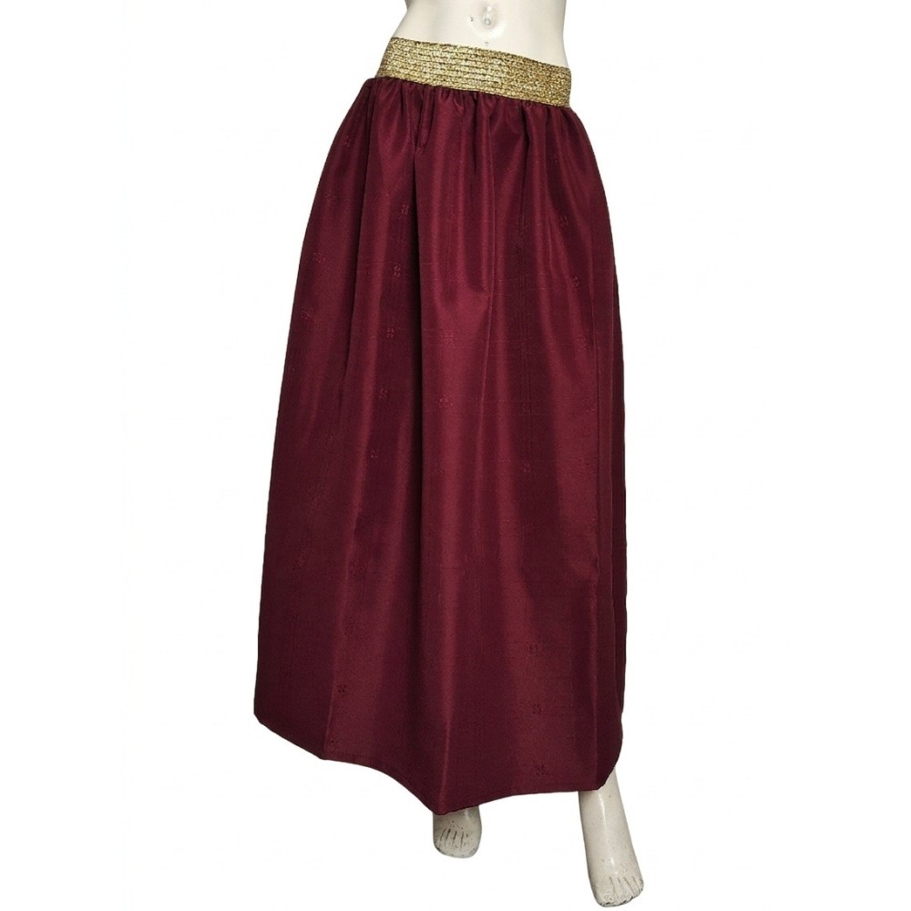 Traditional Brocade Skirt Burgundy with Elastic Gold Waistband MARK177 Traditional Brocade Skirt Burgundy with Elastic Gold Waistband MARK177