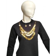 Traditional Necklace with 45 Gold Coins & Earrings Set MARK183