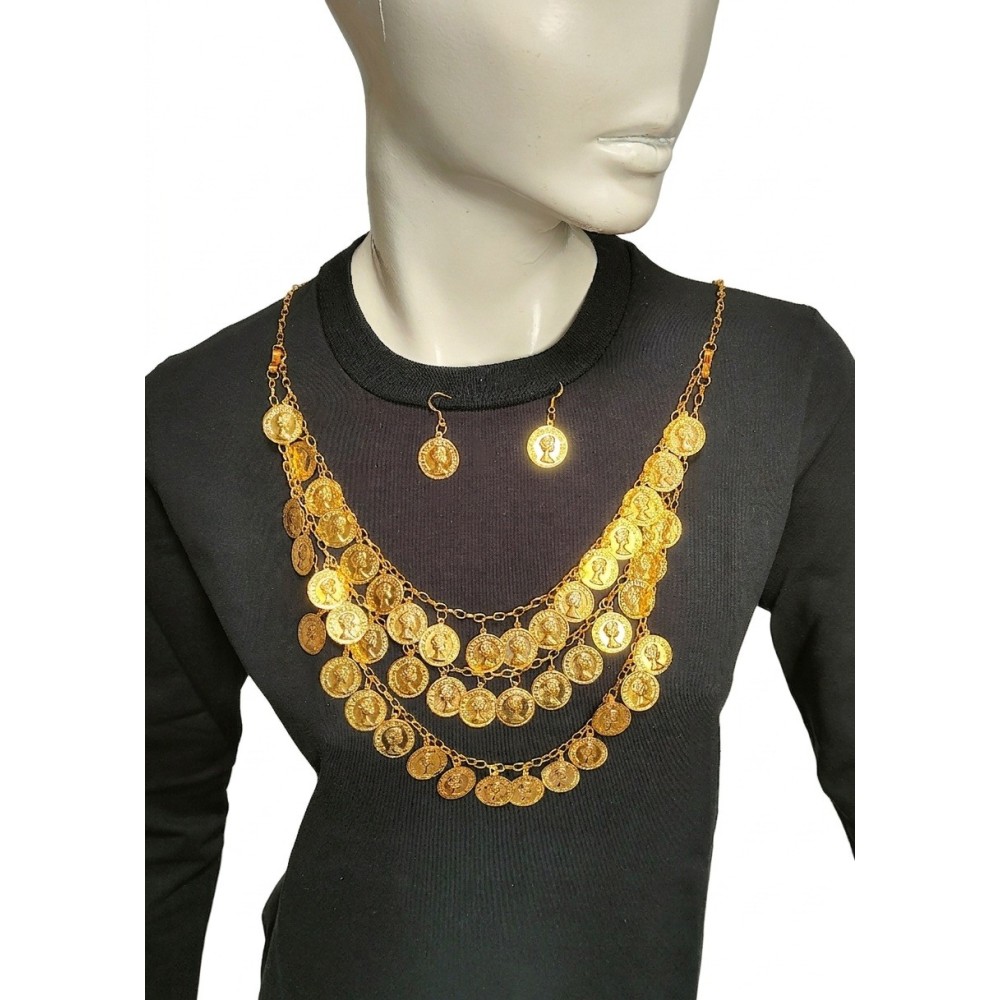 Traditional Necklace with 45 Gold Coins & Earrings Set MARK183 Traditional Necklace with 45 Gold Coins & Earrings Set MARK183