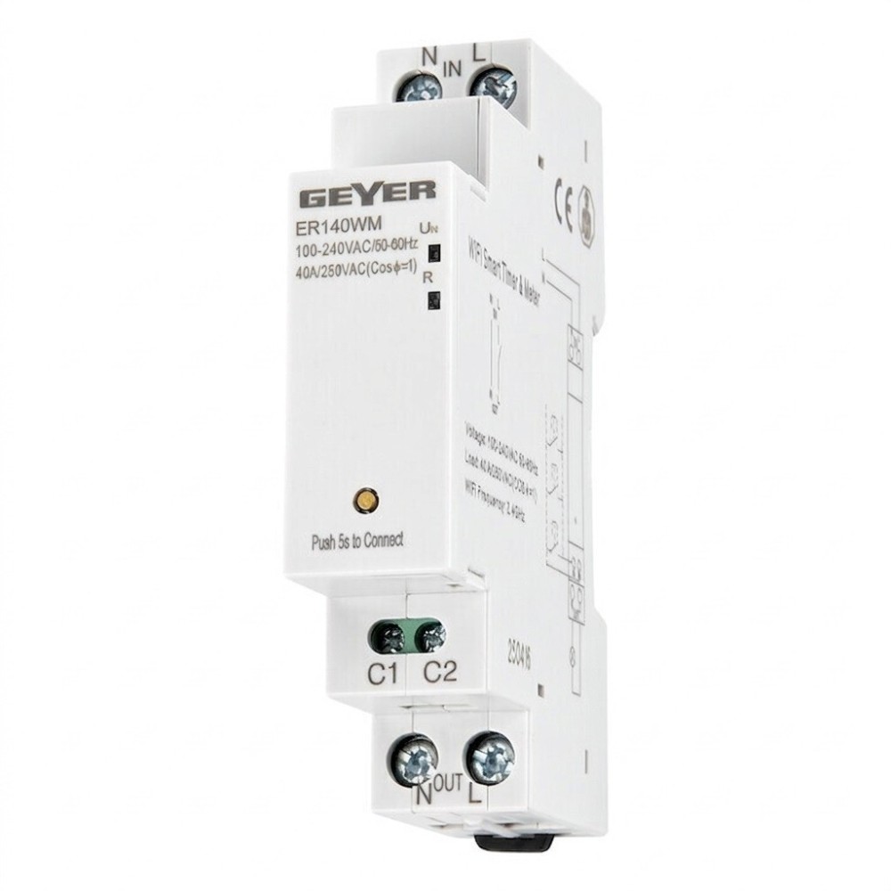 Smart WiFi Relay 40A with Energy Meter GEYER ER140WM Smart WiFi Relay 40A with Energy Meter GEYER ER140WM
