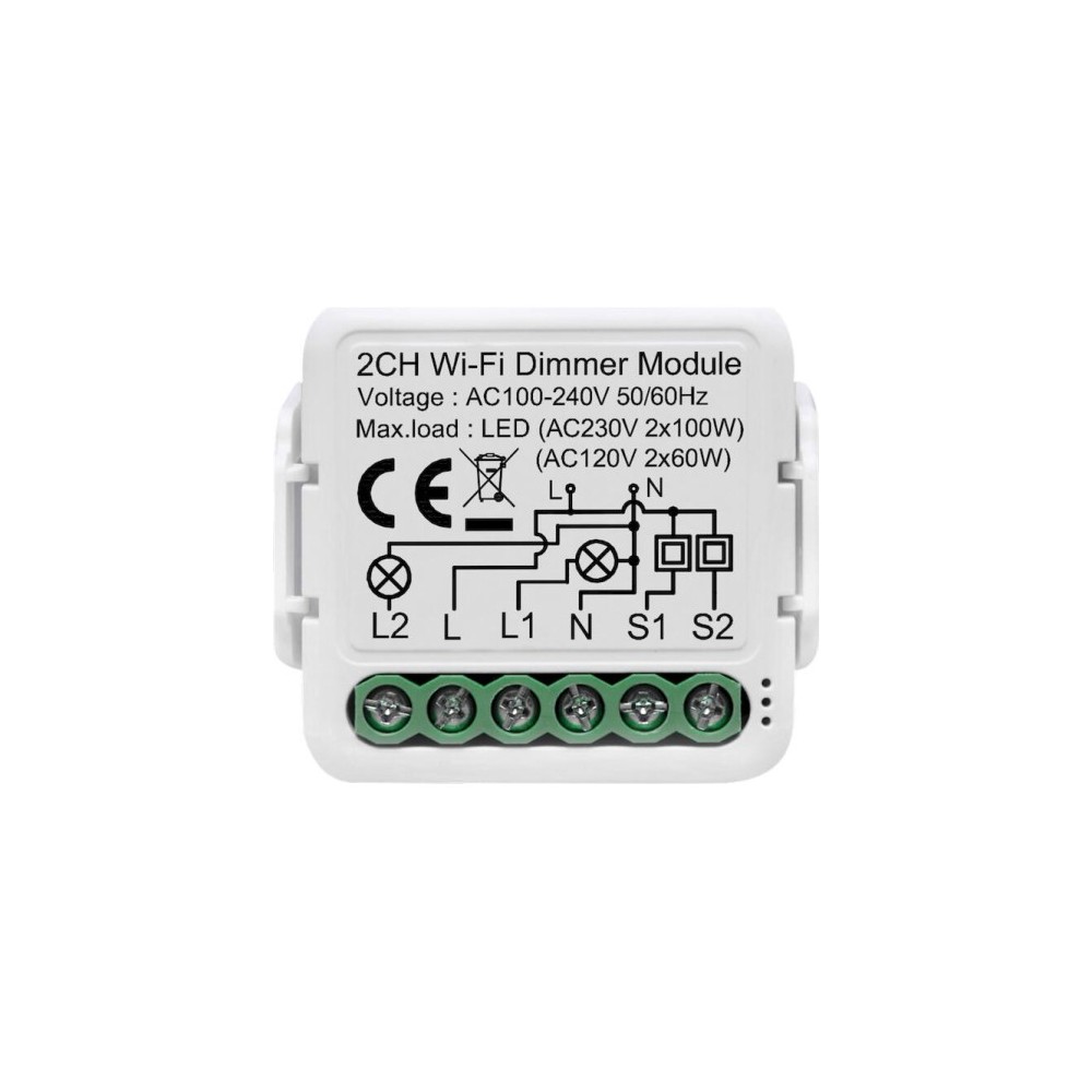 Smart WiFi ON/OFF & Dimmer Module 2 Channels GEYER GS-D2CH Smart WiFi ON/OFF & Dimmer Module 2 Channels GEYER GS-D2CH
