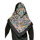 Traditional Epirus Women's Large Scarf for Folk Costume Black with Flowers MARK205