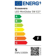 230V LED Light 5W E27 Warm White 400lm Mini Globe Bulb Ecosavers