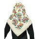 Traditional Attica Menidi Headscarf Ecru Floral MARK215