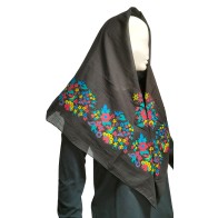 Traditional Dodecanese Cotton Scarf Black Floral MARK218