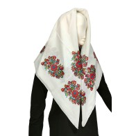 Traditional Epirus Women's White Carnation Scarf MARK220