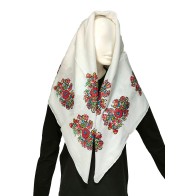 Traditional Epirus Women's White Carnation Scarf MARK220