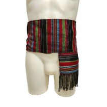 Traditional Woven Striped Island Waist Belt with Tassels MARK223