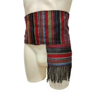 Traditional Woven Striped Island Waist Belt with Tassels MARK223