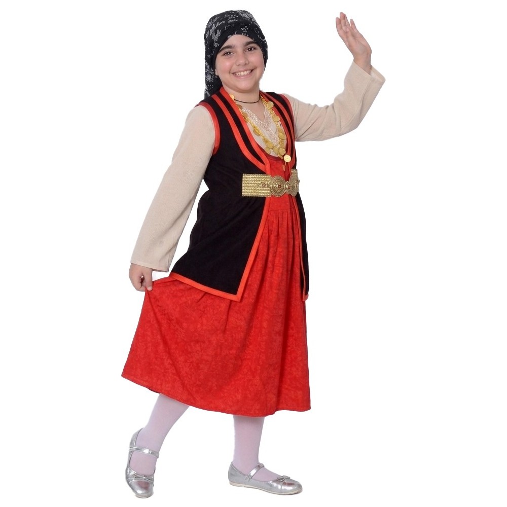 Greek Traditional Costume VLACHOPOULA for Girls Aged 6-12 with Shirt, Dress & Segouni MARK577 Greek Traditional Costume VLACHOPOULA for Girls Aged 6-12 with Shirt, Dress & Segouni MARK577