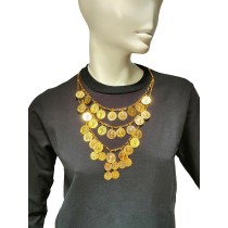 MARK226 Greek Traditional 3-Row Gold Coin Necklace with 35 Coins