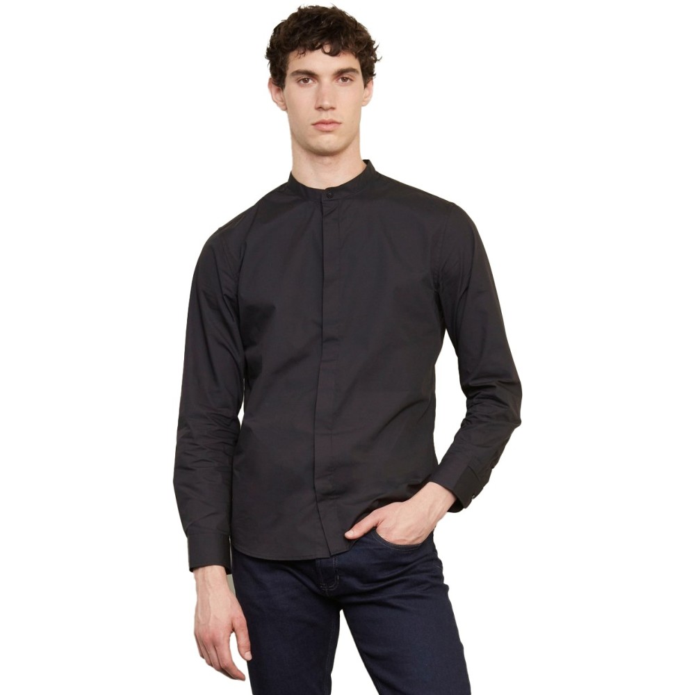 BART MEN 03792 Men's Mao Collar Shirt Poplin 120gsm - 60% Organic cotton