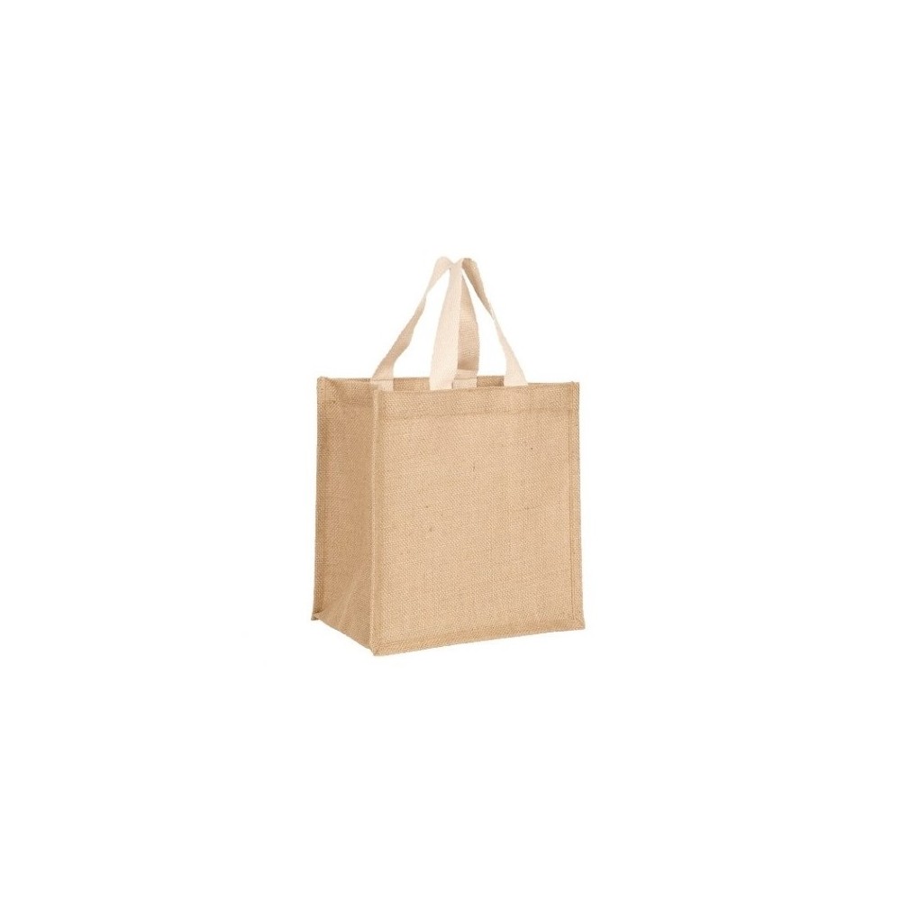 UBAG Cuba Small jute shopping bag with 100% Jute 25% cotton handles size 25x26x17 cm