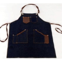Blue jeans Apron with leather details 85x65cm MARK715