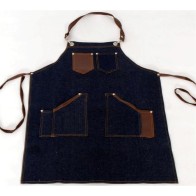 Blue jeans Apron with leather details 85x65cm MARK715