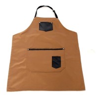 Brown apron with leather details 85x65cm MARK718