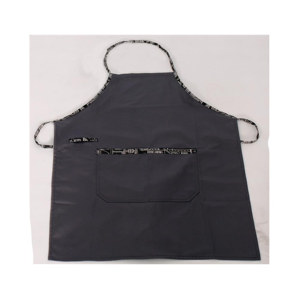 Grey Apron with Patterned Details - Twill 240gr, 85x65cm (MARK725)